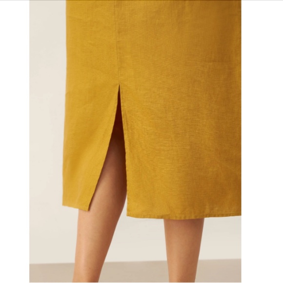 100% Linen Smocked Shoulder Embroidered Maxi Dress BELINE - Picture 9 of 11